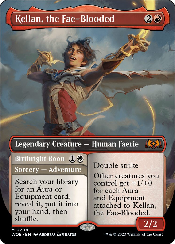 Kellan, the Fae-Blooded // Birthright Boon (WOE-298) - Wilds of Eldraine (Borderless) - Premium MTG Single from Wizards of the Coast - Just $1.62! Shop now at Game Crave Tournament Store