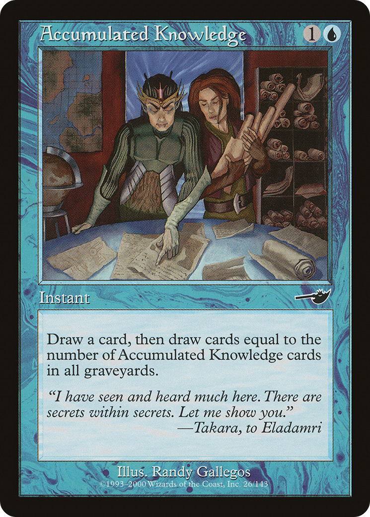 Accumulated Knowledge (NEM-026) - Nemesis - Premium MTG Single from Wizards of the Coast - Just $0.13! Shop now at Game Crave Tournament Store