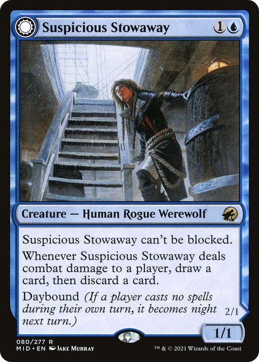 Suspicious Stowaway // Seafaring Werewolf (MID-080) - Innistrad: Midnight Hunt: (Double Faced Transform) - Premium MTG Single from Wizards of the Coast - Just $0.25! Shop now at Game Crave Tournament Store