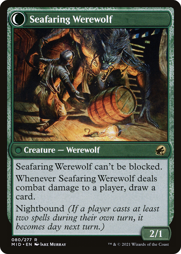 Suspicious Stowaway // Seafaring Werewolf (MID-080) - Innistrad: Midnight Hunt: (Double Faced Transform) Foil - Premium MTG Single from Wizards of the Coast - Just $0.08! Shop now at Game Crave Tournament Store