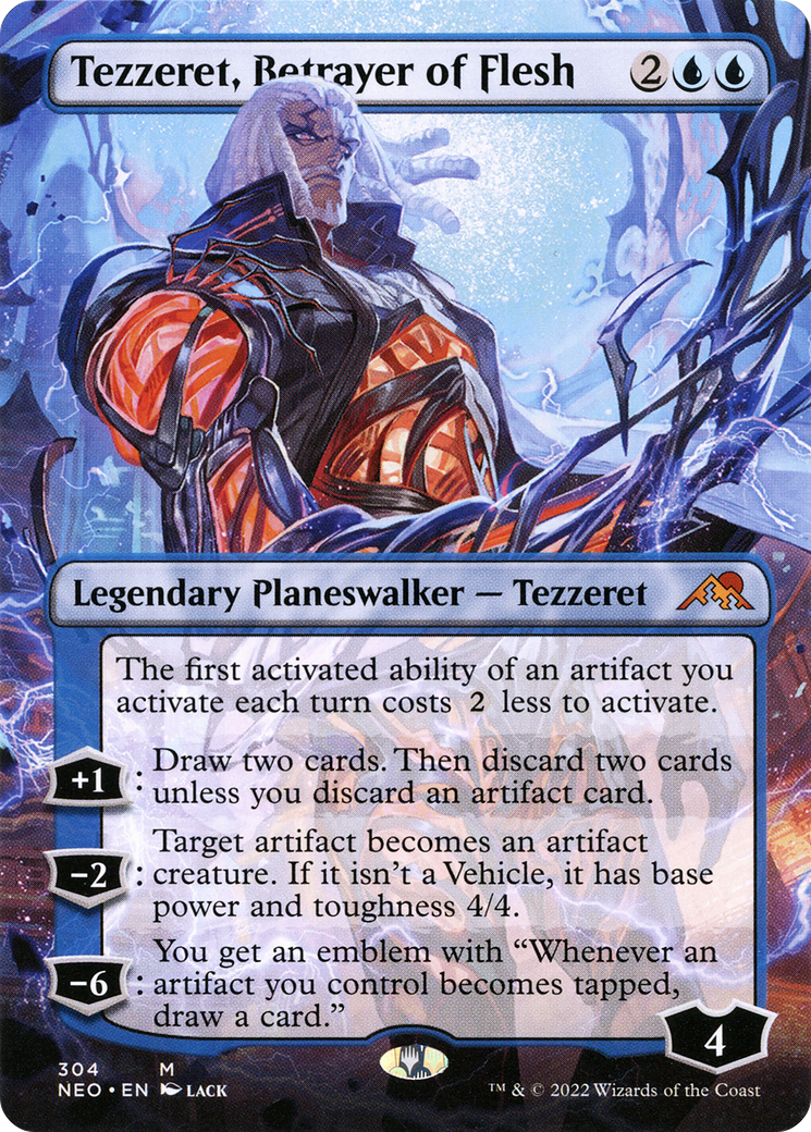 Tezzeret, Betrayer of Flesh (NEO-304) - Kamigawa: Neon Dynasty (Borderless) Foil - Premium MTG Single from Wizards of the Coast - Just $1.20! Shop now at Game Crave Tournament Store