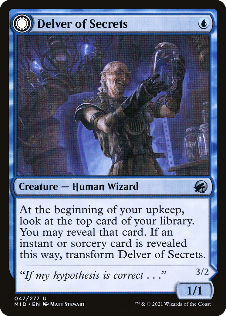 Delver of Secrets // Insectile Aberration (MID-047) - Innistrad: Midnight Hunt: (Double Faced Transform) Foil - Premium MTG Single from Wizards of the Coast - Just $0.12! Shop now at Game Crave Tournament Store