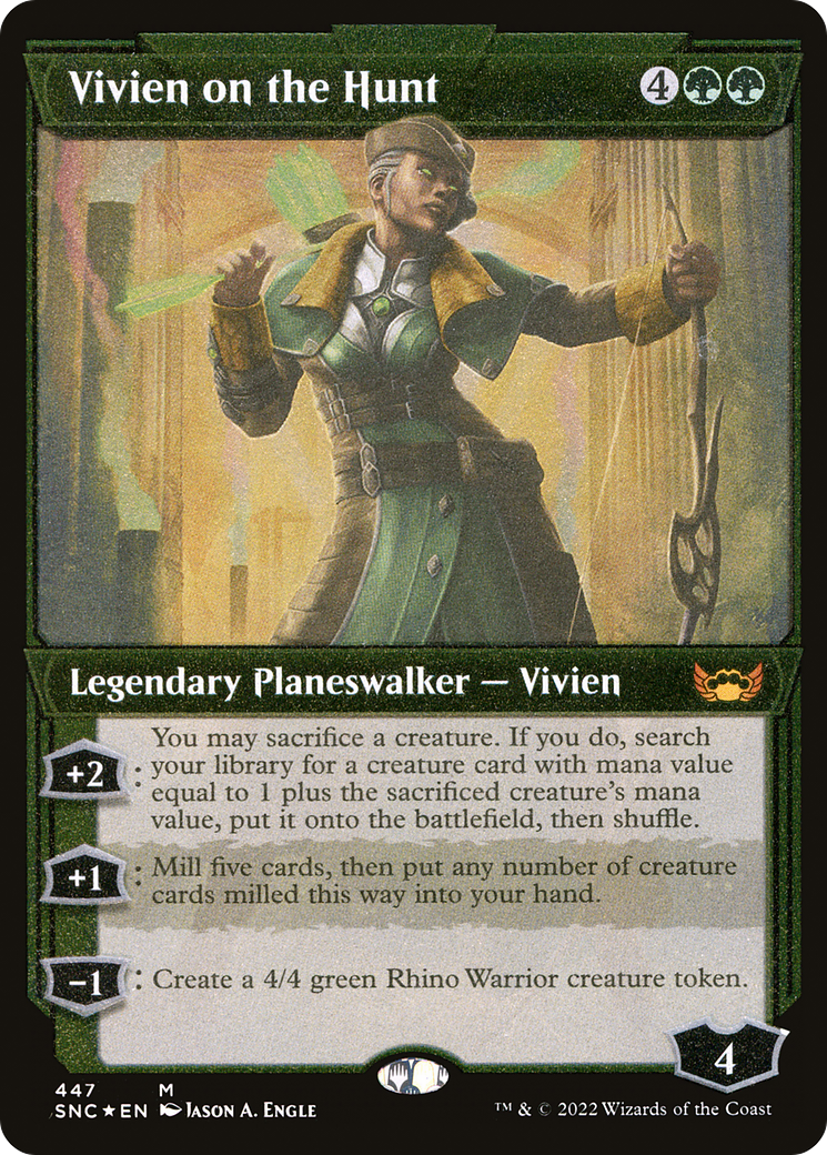 Vivien on the Hunt (SNC-447) - Streets of New Capenna: (Showcase) Etched Foil - Premium MTG Single from Wizards of the Coast - Just $0.95! Shop now at Game Crave Tournament Store