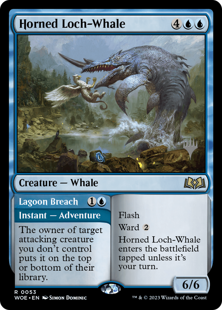 Horned Loch-Whale // Lagoon Breach (PWOE-53P) - Wilds of Eldraine Promos Foil - Premium MTG Single from Wizards of the Coast - Just $0.16! Shop now at Game Crave Tournament Store