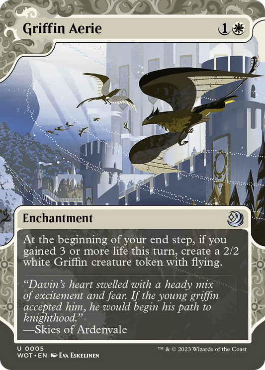 Griffin Aerie (WOT-005) - Wilds of Eldraine: Enchanting Tales: (Showcase) (Borderless) - Premium MTG Single from Wizards of the Coast - Just $0.25! Shop now at Game Crave Tournament Store
