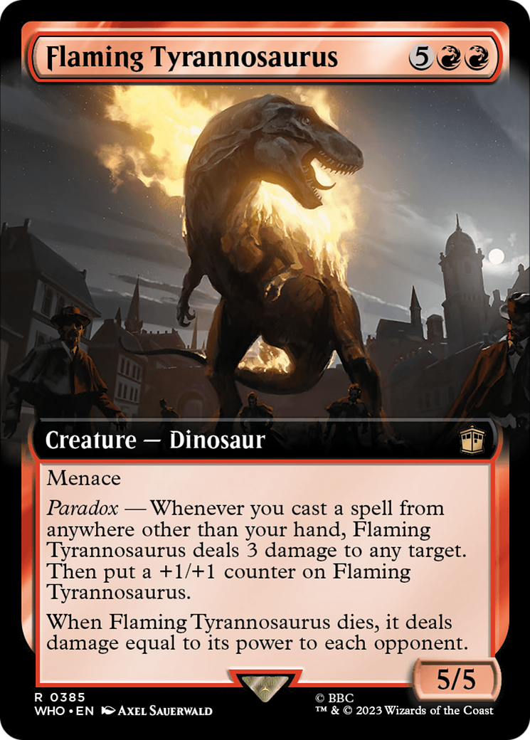 Flaming Tyrannosaurus (WHO-385) - Doctor Who: (Extended Art) - Premium MTG Single from Wizards of the Coast - Just $1.83! Shop now at Game Crave Tournament Store