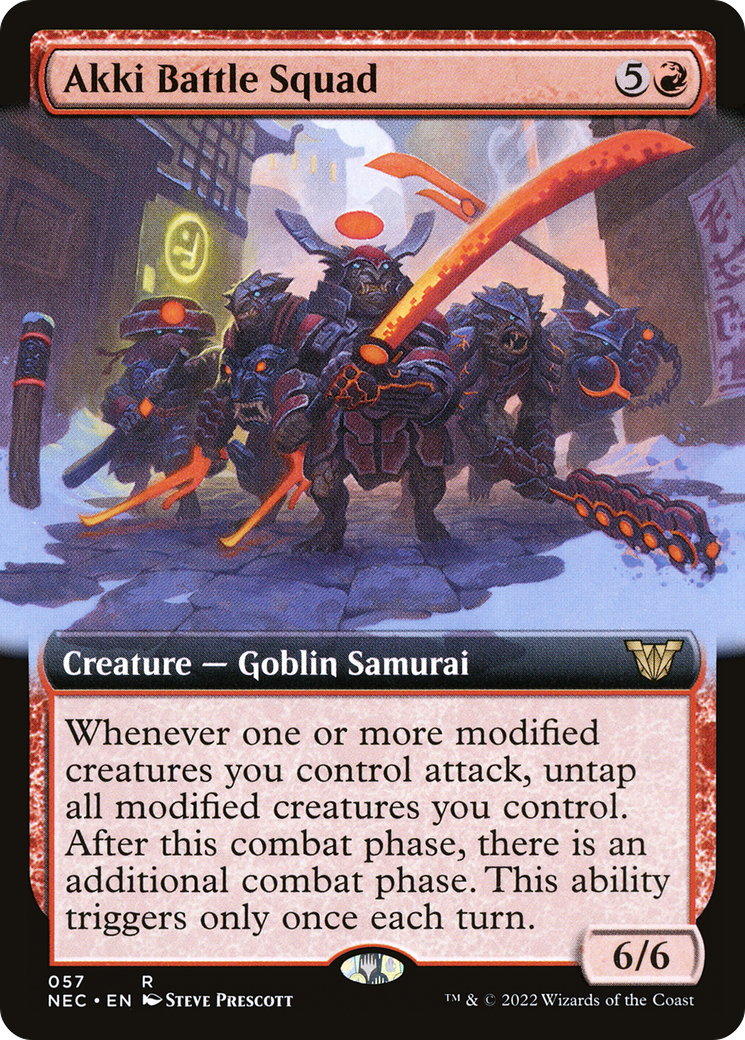 Akki Battle Squad (NEC-057) - Neon Dynasty Commander: (Extended Art) - Premium MTG Single from Wizards of the Coast - Just $0.61! Shop now at Game Crave Tournament Store