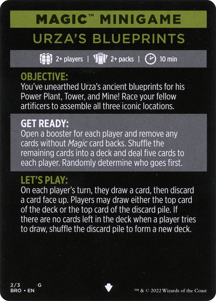 Urza's Blueprints (minigame) // Urza's Blueprints (cont'd) (MBRO-002) - The Brothers' War Minigames Foil - Premium MTG Single from Wizards of the Coast - Just $0! Shop now at Game Crave Tournament Store