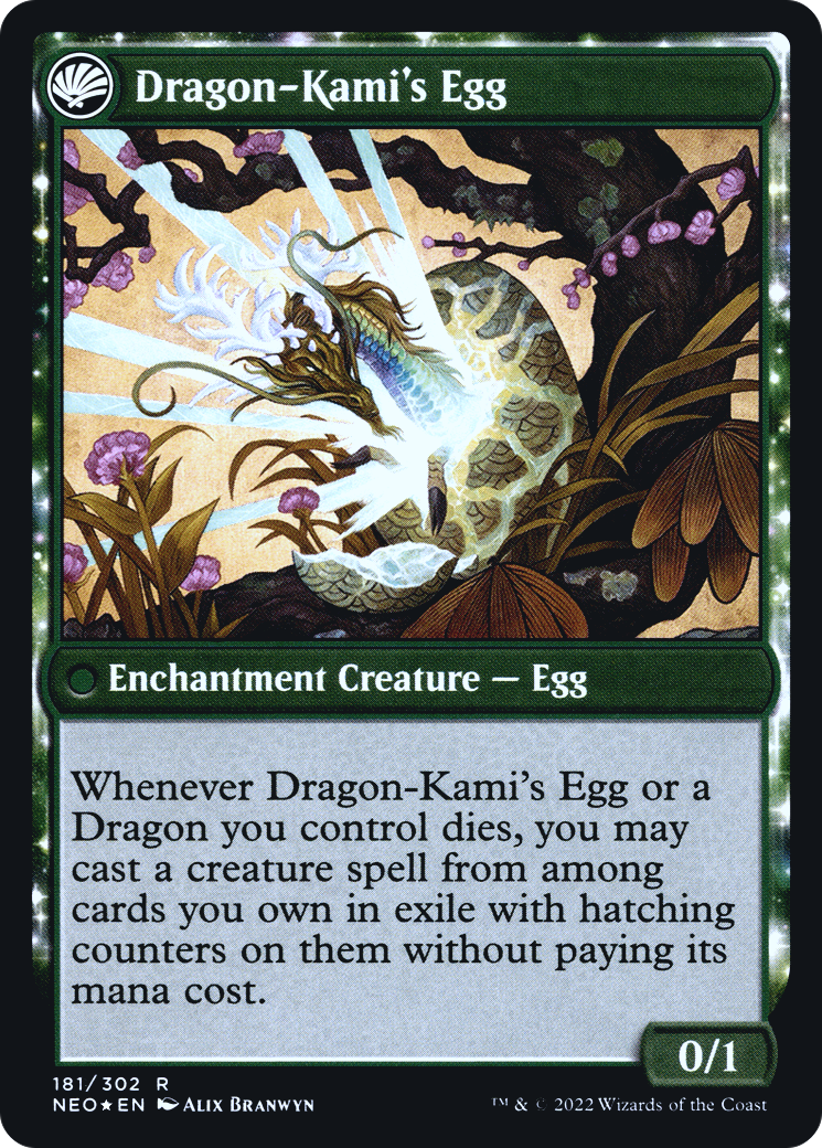 The Dragon-Kami Reborn // Dragon-Kami's Egg (PNEO-181S) - Kamigawa: Neon Dynasty Promos: (fandfc) Foil - Premium MTG Single from Wizards of the Coast - Just $0.11! Shop now at Game Crave Tournament Store