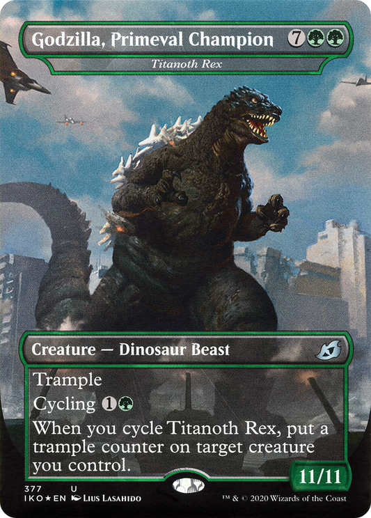 Titanoth Rex (IKO-377) - Ikoria: Lair of Behemoths / Godzilla, Primeval Champion (Borderless) Foil - Premium MTG Single from Wizards of the Coast - Just $8.18! Shop now at Game Crave Tournament Store