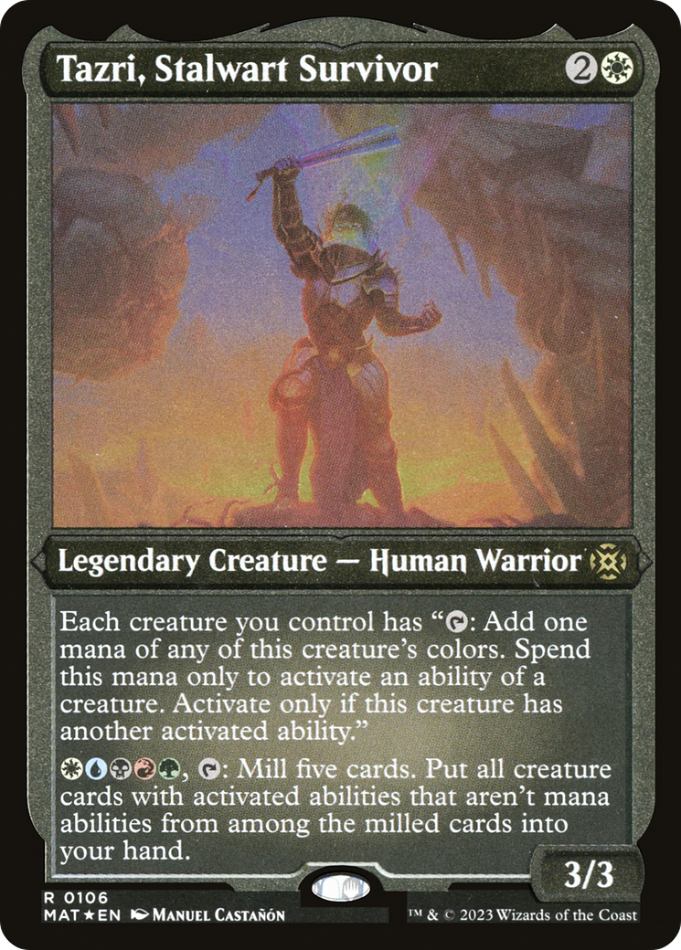 Tazri, Stalwart Survivor (MAT-106) - March of the Machine: The Aftermath Etched Foil - Premium MTG Single from Wizards of the Coast - Just $0.08! Shop now at Game Crave Tournament Store