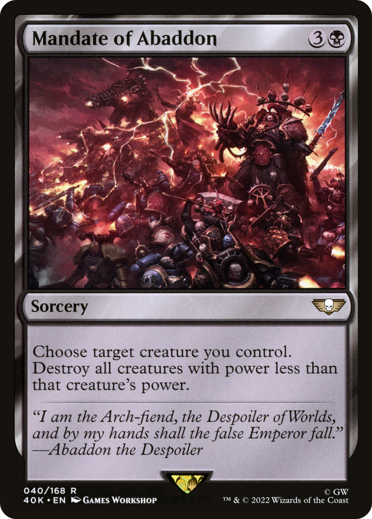 Mandate of Abaddon (40K-040) - Warhammer 40,000 Commander - Premium MTG Single from Wizards of the Coast - Just $1.11! Shop now at Game Crave Tournament Store
