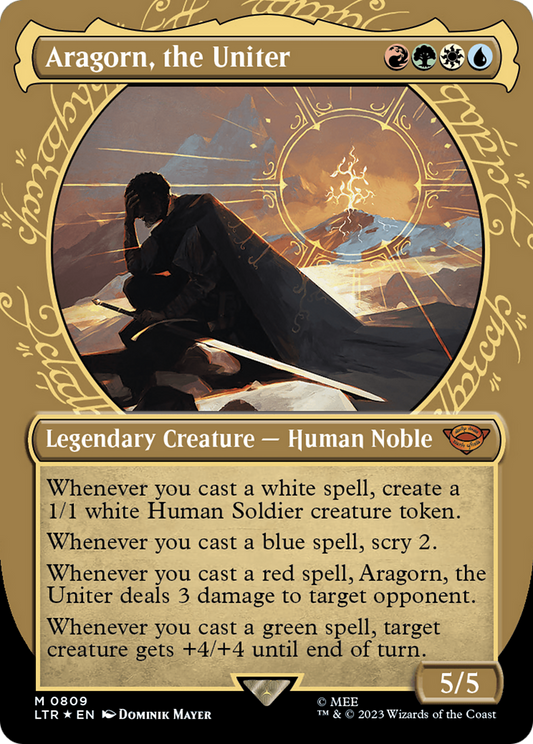 Aragorn, the Uniter (LTR-809) - The Lord of the Rings: Tales of Middle-earth: (Showcase) (Borderless) Foil - Premium MTG Single from Wizards of the Coast - Just $27.93! Shop now at Game Crave Tournament Store