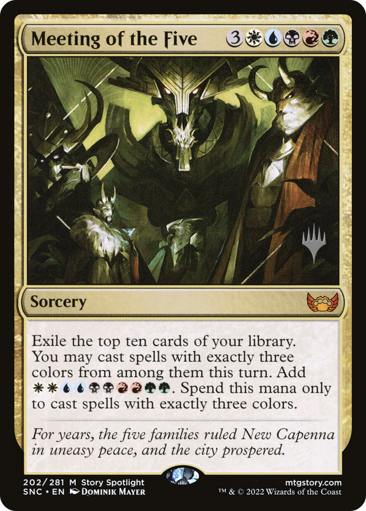 Meeting of the Five (PSNC-202P) - Streets of New Capenna Promos - Premium MTG Single from Wizards of the Coast - Just $0.33! Shop now at Game Crave Tournament Store