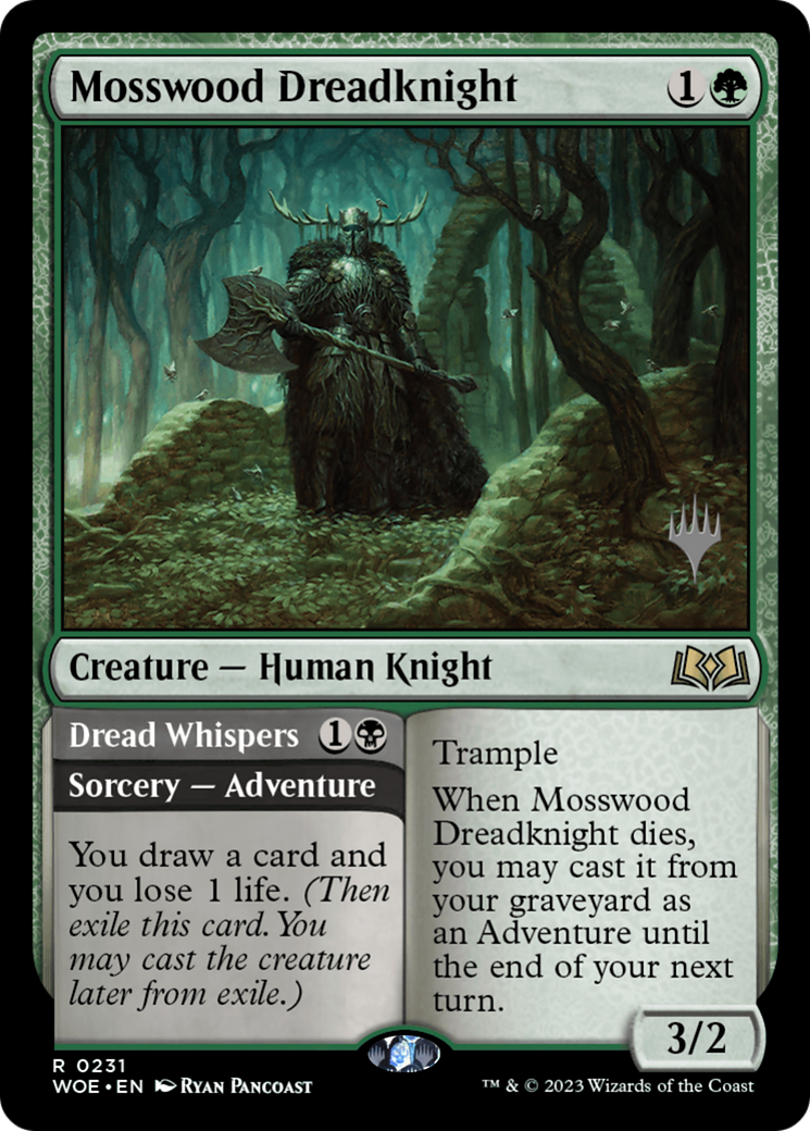Mosswood Dreadknight // Dread Whispers (PWOE-231P) - Wilds of Eldraine Promos Foil - Premium MTG Single from Wizards of the Coast - Just $1.31! Shop now at Game Crave Tournament Store