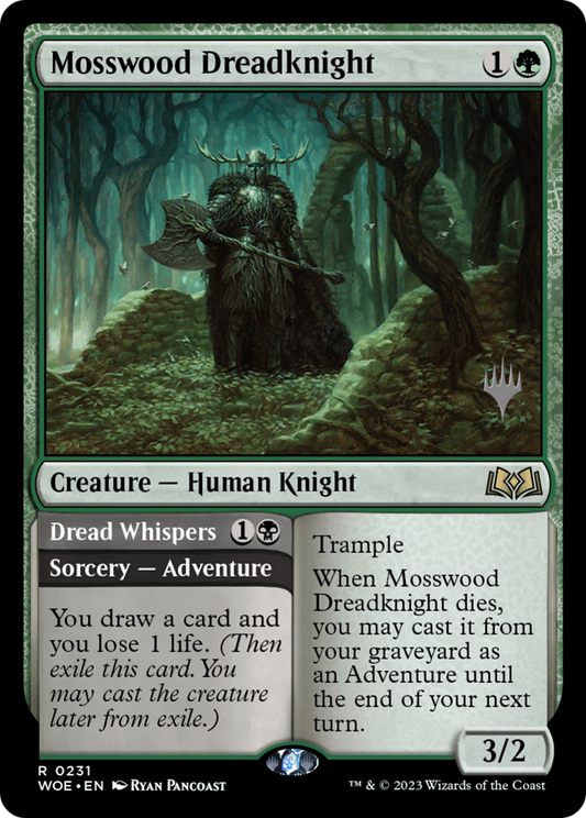 Mosswood Dreadknight // Dread Whispers (PWOE-231P) - Wilds of Eldraine Promos Foil - Premium MTG Single from Wizards of the Coast - Just $1.31! Shop now at Game Crave Tournament Store