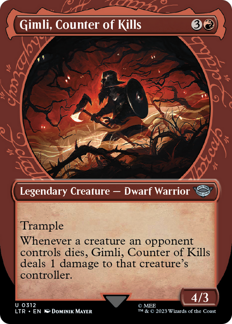 Gimli, Counter of Kills (LTR-312) - The Lord of the Rings: Tales of Middle-earth: (Showcase) (Borderless) - Premium MTG Single from Wizards of the Coast - Just $0.08! Shop now at Game Crave Tournament Store