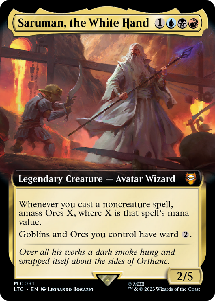 Saruman, the White Hand (LTC-091) - Tales of Middle-earth Commander: (Extended Art) Foil - Premium MTG Single from Wizards of the Coast - Just $0.63! Shop now at Game Crave Tournament Store