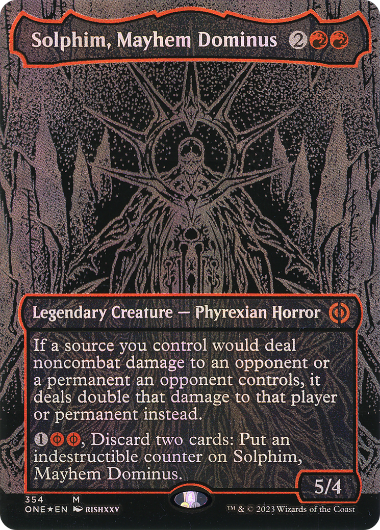 Solphim, Mayhem Dominus (ONE-354) - Phyrexia: All Will Be One (Borderless) Foil - Premium MTG Single from Wizards of the Coast - Just $29.81! Shop now at Game Crave Tournament Store