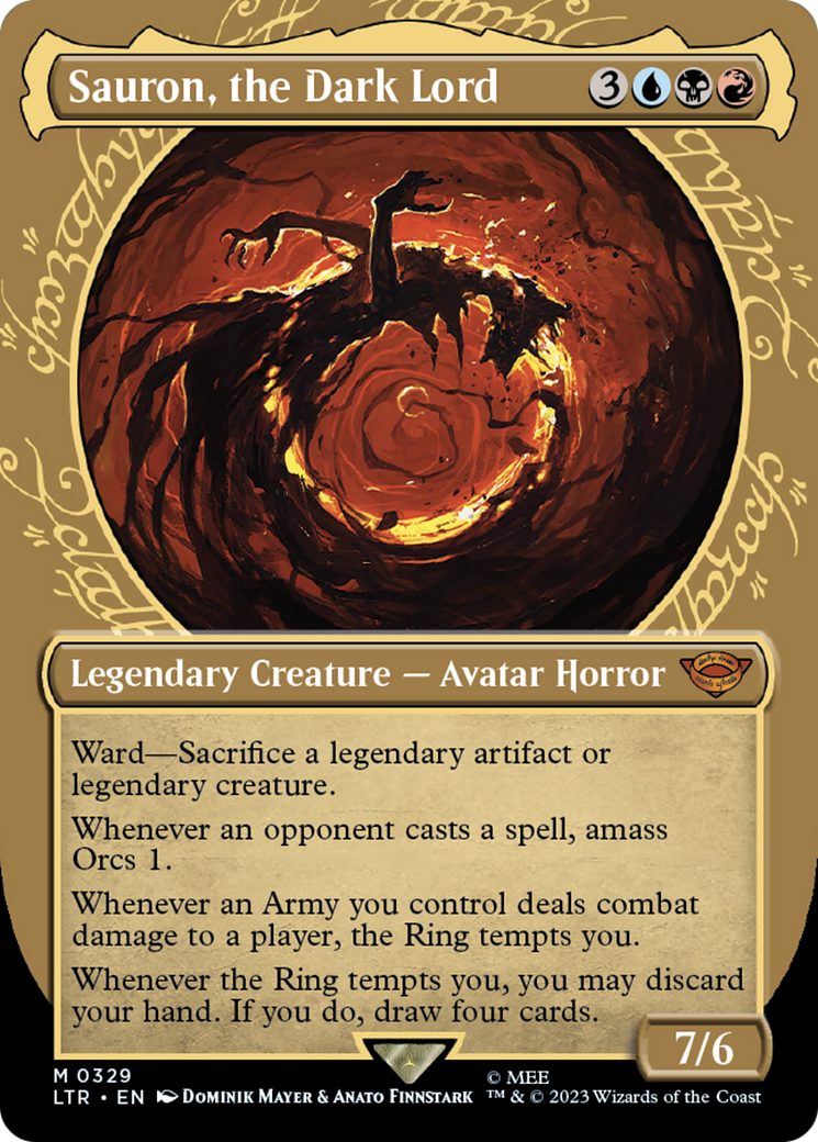 Sauron, the Dark Lord (LTR-329) - The Lord of the Rings: Tales of Middle-earth: (Showcase) (Borderless) - Premium MTG Single from Wizards of the Coast - Just $1.53! Shop now at Game Crave Tournament Store