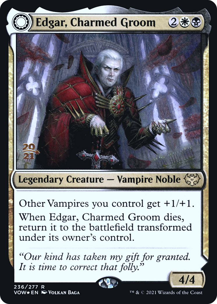 Edgar, Charmed Groom // Edgar Markov's Coffin (PVOW-236S) - Innistrad: Crimson Vow Promos: (Double Faced Transform) Foil - Premium MTG Single from Wizards of the Coast - Just $1.40! Shop now at Game Crave Tournament Store