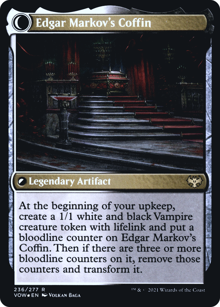 Edgar, Charmed Groom // Edgar Markov's Coffin (PVOW-236S) - Innistrad: Crimson Vow Promos: (Double Faced Transform) Foil - Premium MTG Single from Wizards of the Coast - Just $1.42! Shop now at Game Crave Tournament Store