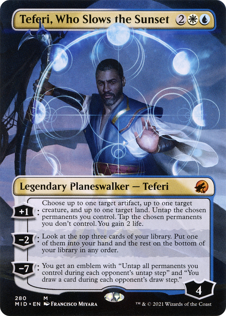 Teferi, Who Slows the Sunset (MID-280) - Innistrad: Midnight Hunt (Borderless) - Premium MTG Single from Wizards of the Coast - Just $0.66! Shop now at Game Crave Tournament Store