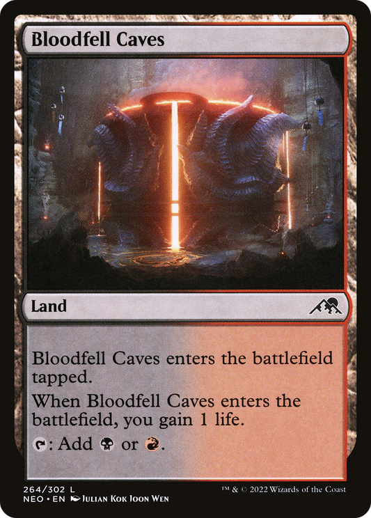 Bloodfell Caves (NEO-264) - Kamigawa: Neon Dynasty Foil - Premium MTG Single from Wizards of the Coast - Just $0.08! Shop now at Game Crave Tournament Store