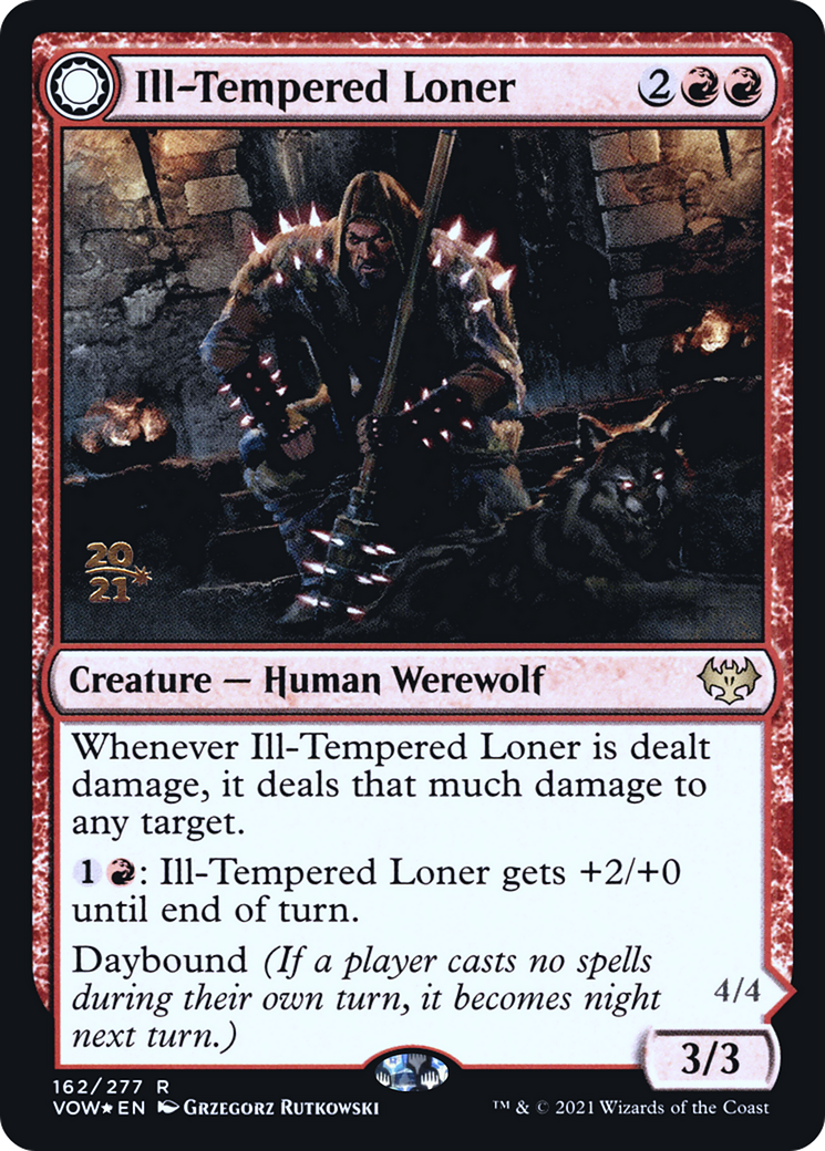 Ill-Tempered Loner // Howlpack Avenger (PVOW-162S) - Innistrad: Crimson Vow Promos: (Double Faced Transform) Foil - Premium MTG Single from Wizards of the Coast - Just $0.37! Shop now at Game Crave Tournament Store