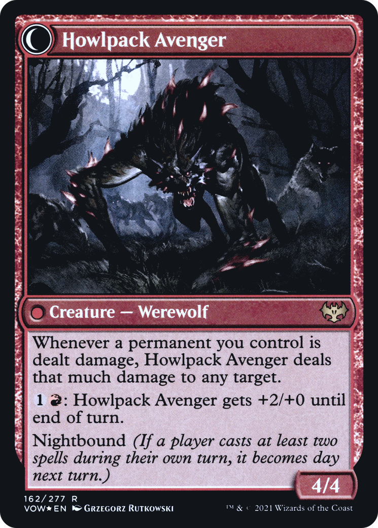 Ill-Tempered Loner // Howlpack Avenger (PVOW-162S) - Innistrad: Crimson Vow Promos: (Double Faced Transform) Foil - Premium MTG Single from Wizards of the Coast - Just $0.37! Shop now at Game Crave Tournament Store
