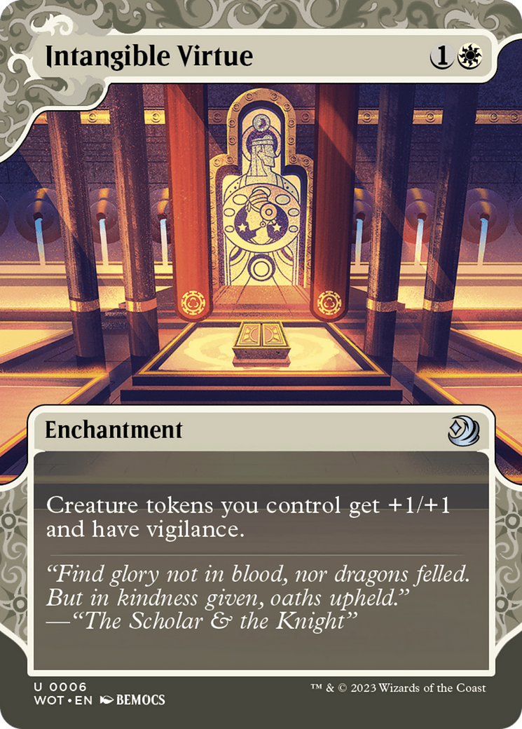 Intangible Virtue (WOT-006) - Wilds of Eldraine: Enchanting Tales: (Showcase) (Borderless) - Premium MTG Single from Wizards of the Coast - Just $0.25! Shop now at Game Crave Tournament Store