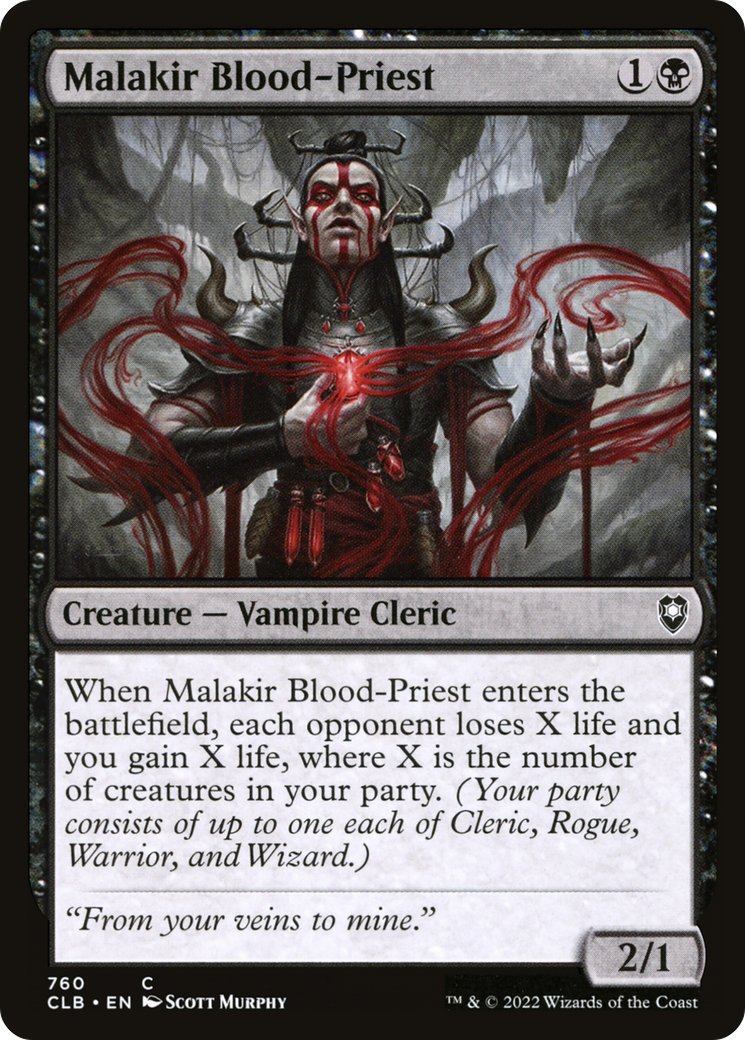 Malakir Blood-Priest (CLB-760) - Commander Legends: Battle for Baldur's Gate - Premium MTG Single from Wizards of the Coast - Just $0.25! Shop now at Game Crave Tournament Store