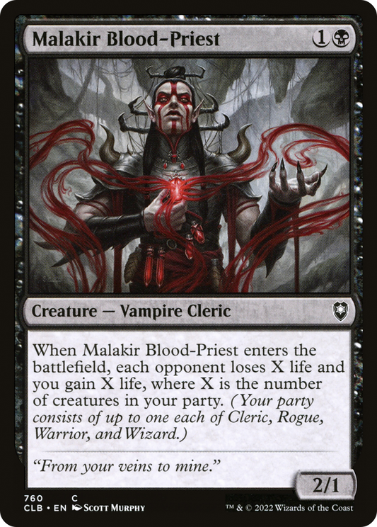 Malakir Blood-Priest (CLB-760) - Commander Legends: Battle for Baldur's Gate - Premium MTG Single from Wizards of the Coast - Just $0.25! Shop now at Game Crave Tournament Store