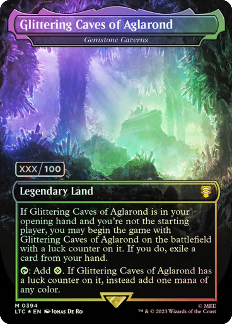 Gemstone Caverns (LTC-394Z) - Tales of Middle-earth Commander / Glittering Caves of Aglarond (Borderless) Foil - Premium MTG Single from Wizards of the Coast - Just $275.76! Shop now at Game Crave Tournament Store