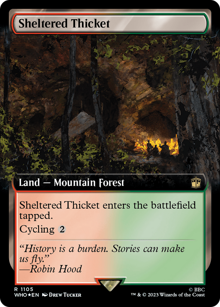 Sheltered Thicket (WHO-1105) - Doctor Who: (Extended Art) Foil - Premium MTG Single from Wizards of the Coast - Just $0.23! Shop now at Game Crave Tournament Store