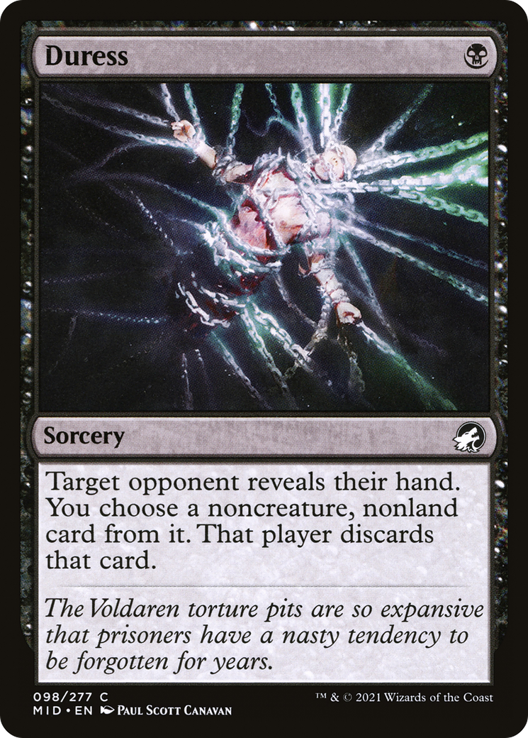 Duress (MID-098) - Innistrad: Midnight Hunt - Premium MTG Single from Wizards of the Coast - Just $0.08! Shop now at Game Crave Tournament Store