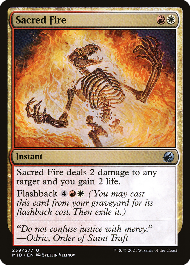 Sacred Fire (MID-239) - Innistrad: Midnight Hunt - Premium MTG Single from Wizards of the Coast - Just $0.08! Shop now at Game Crave Tournament Store
