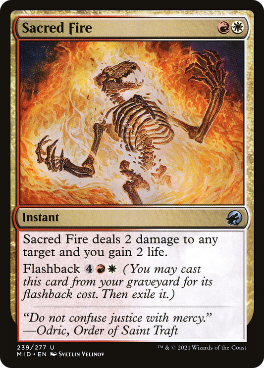 Sacred Fire (MID-239) - Innistrad: Midnight Hunt - Premium MTG Single from Wizards of the Coast - Just $0.08! Shop now at Game Crave Tournament Store