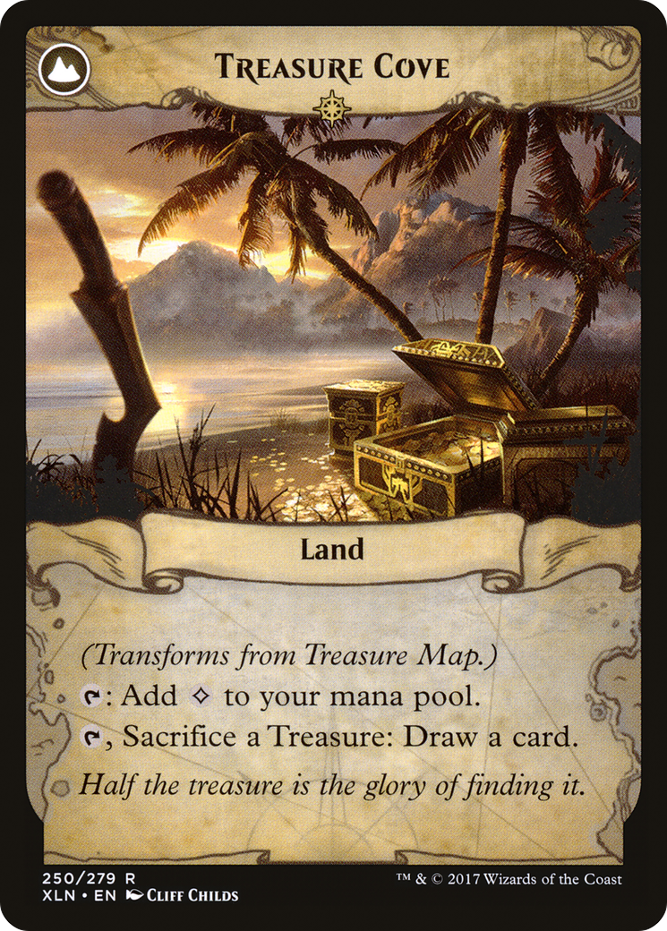 Treasure Map // Treasure Cove (XLN-250) - Ixalan: (compasslanddfc) Foil - Premium MTG Single from Wizards of the Coast - Just $0.25! Shop now at Game Crave Tournament Store