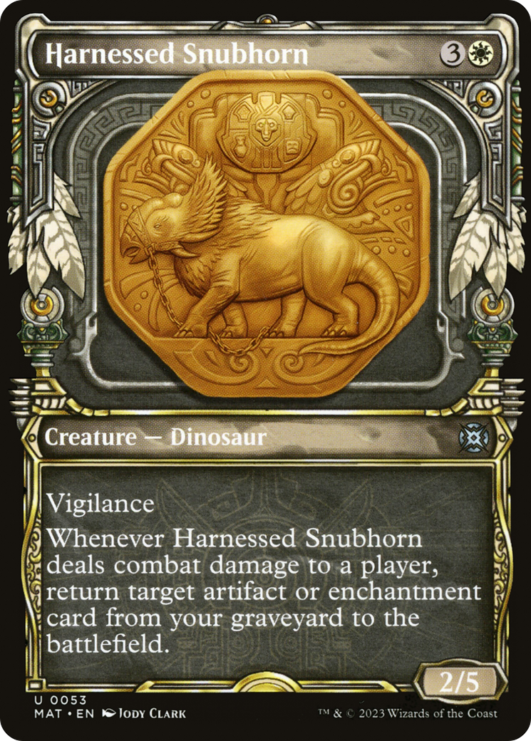 Harnessed Snubhorn (MAT-053) - March of the Machine: The Aftermath: (Showcase) - Premium MTG Single from Wizards of the Coast - Just $0.08! Shop now at Game Crave Tournament Store