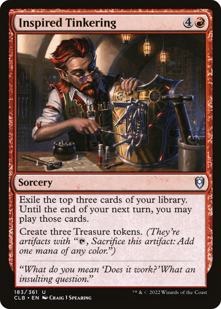 Inspired Tinkering (CLB-183) - Commander Legends: Battle for Baldur's Gate Foil - Premium MTG Single from Wizards of the Coast - Just $0.31! Shop now at Game Crave Tournament Store