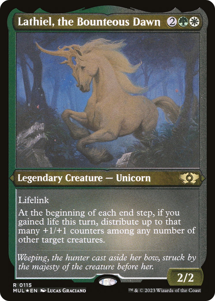 Lathiel, the Bounteous Dawn (MUL-115) - Multiverse Legends Etched Foil - Premium MTG Single from Wizards of the Coast - Just $0.14! Shop now at Game Crave Tournament Store