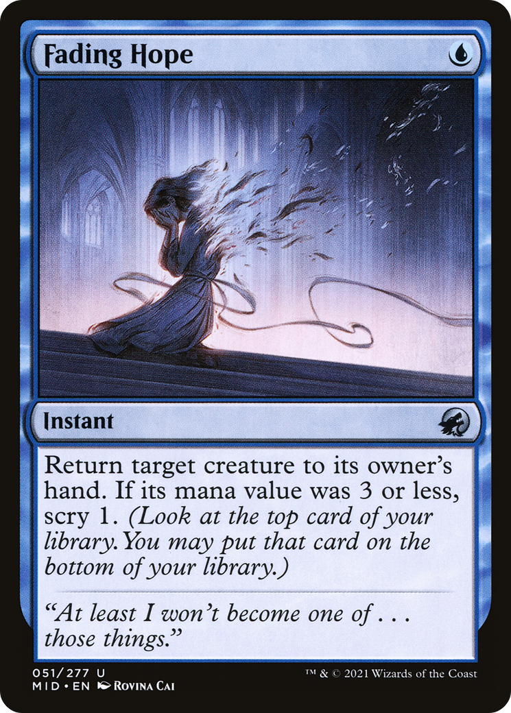 Fading Hope (MID-051) - Innistrad: Midnight Hunt - Premium MTG Single from Wizards of the Coast - Just $0.08! Shop now at Game Crave Tournament Store