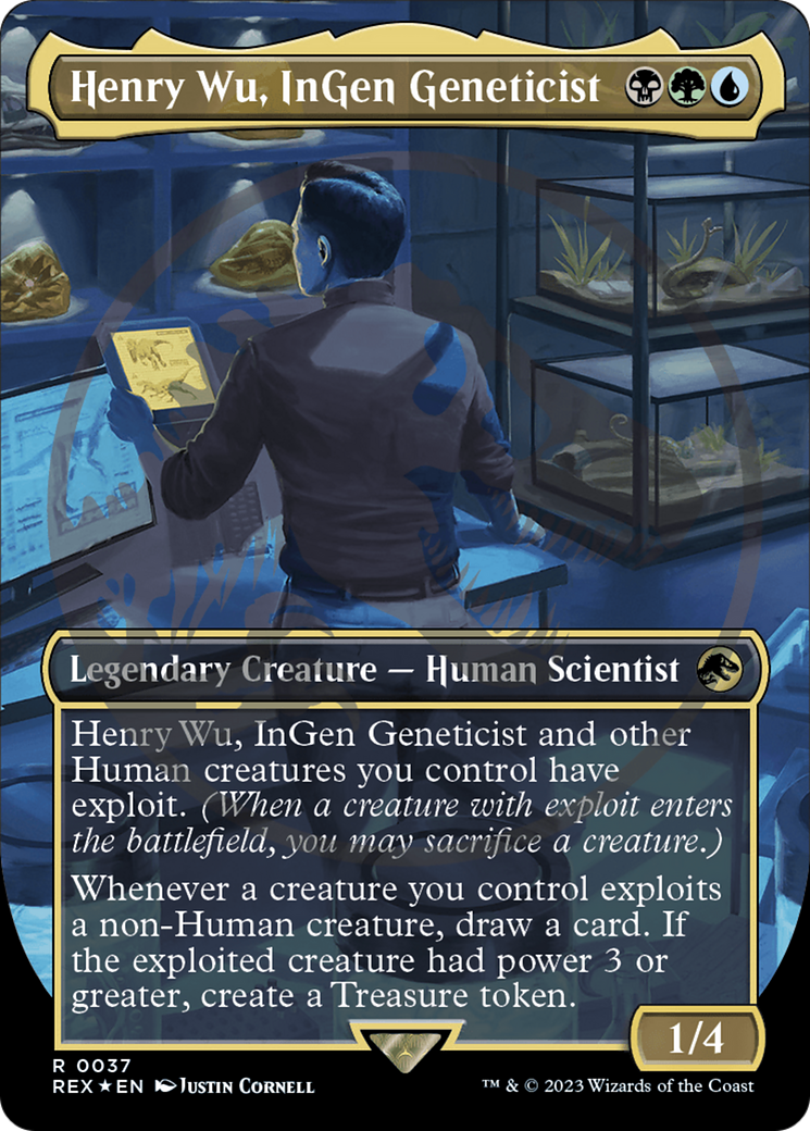 Henry Wu, InGen Geneticist (REX-037) - Jurassic World Collection (Borderless) Foil - Premium MTG Single from Wizards of the Coast - Just $19.66! Shop now at Game Crave Tournament Store