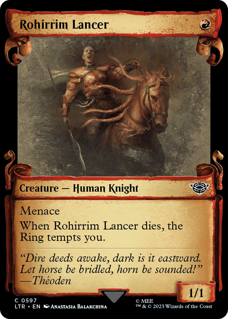 Rohirrim Lancer (LTR-597) - The Lord of the Rings: Tales of Middle-earth: (Showcase) - Premium MTG Single from Wizards of the Coast - Just $0.08! Shop now at Game Crave Tournament Store