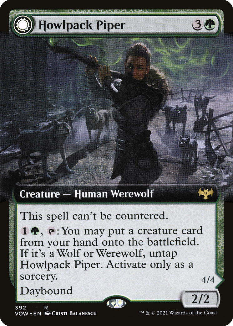 Howlpack Piper // Wildsong Howler (VOW-392) - Innistrad: Crimson Vow: (Extended Art, Double Faced Transform) Foil - Premium MTG Single from Wizards of the Coast - Just $0.47! Shop now at Game Crave Tournament Store