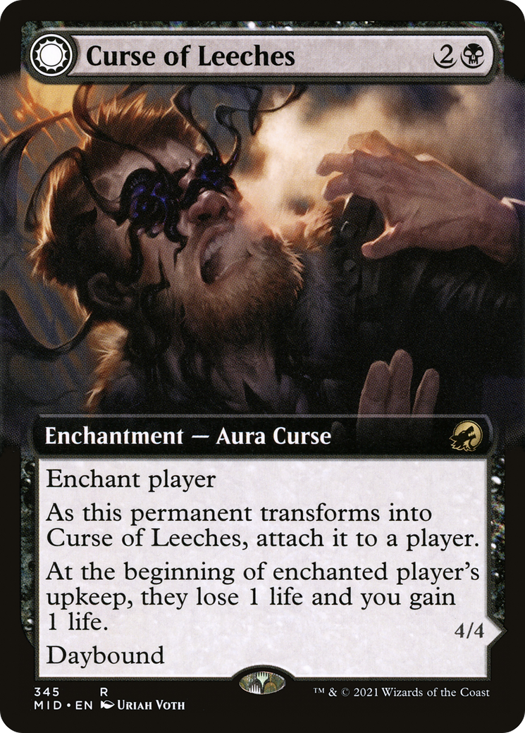 Curse of Leeches // Leeching Lurker (MID-345) - Innistrad: Midnight Hunt: (Extended Art, Double Faced Transform) - Premium MTG Single from Wizards of the Coast - Just $0.08! Shop now at Game Crave Tournament Store