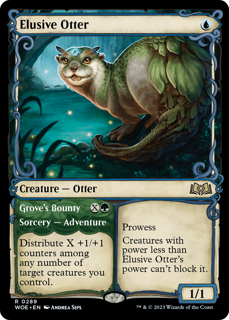 Elusive Otter // Grove's Bounty (WOE-289) - Wilds of Eldraine: (Showcase) Foil - Premium MTG Single from Wizards of the Coast - Just $0.09! Shop now at Game Crave Tournament Store