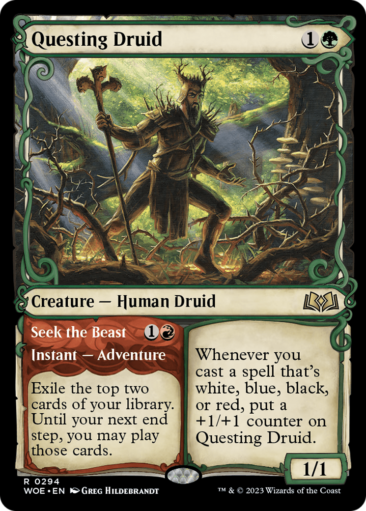 Questing Druid // Seek the Beast (WOE-294) - Wilds of Eldraine: (Showcase) Foil - Premium MTG Single from Wizards of the Coast - Just $0.41! Shop now at Game Crave Tournament Store