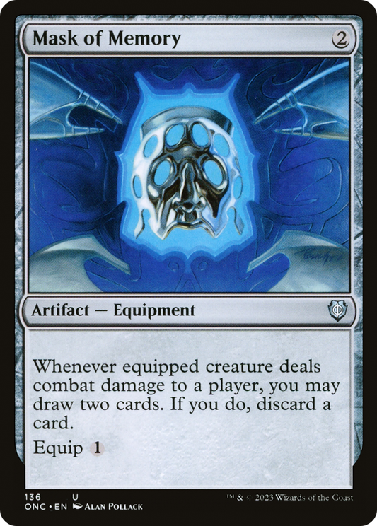 Mask of Memory (ONC-136) - Phyrexia: All Will Be One Commander - Premium MTG Single from Wizards of the Coast - Just $0.39! Shop now at Game Crave Tournament Store